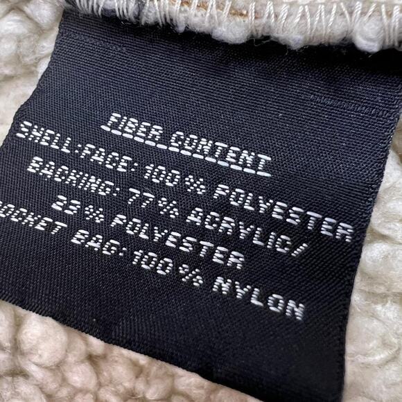 Y2K Sherpa Lined Zip Front Afghan Coat Faux Suede Size Small - Picture 7 of 8